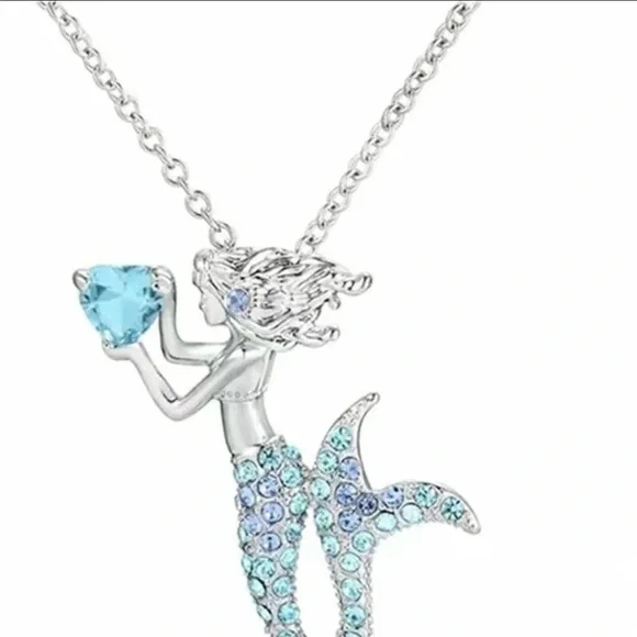 NEW IN PACKAGE - MERMAID ๐งโโ๏ธ RHINESTONE PENDANT NECKLACE Blue - Picture 1 of 2